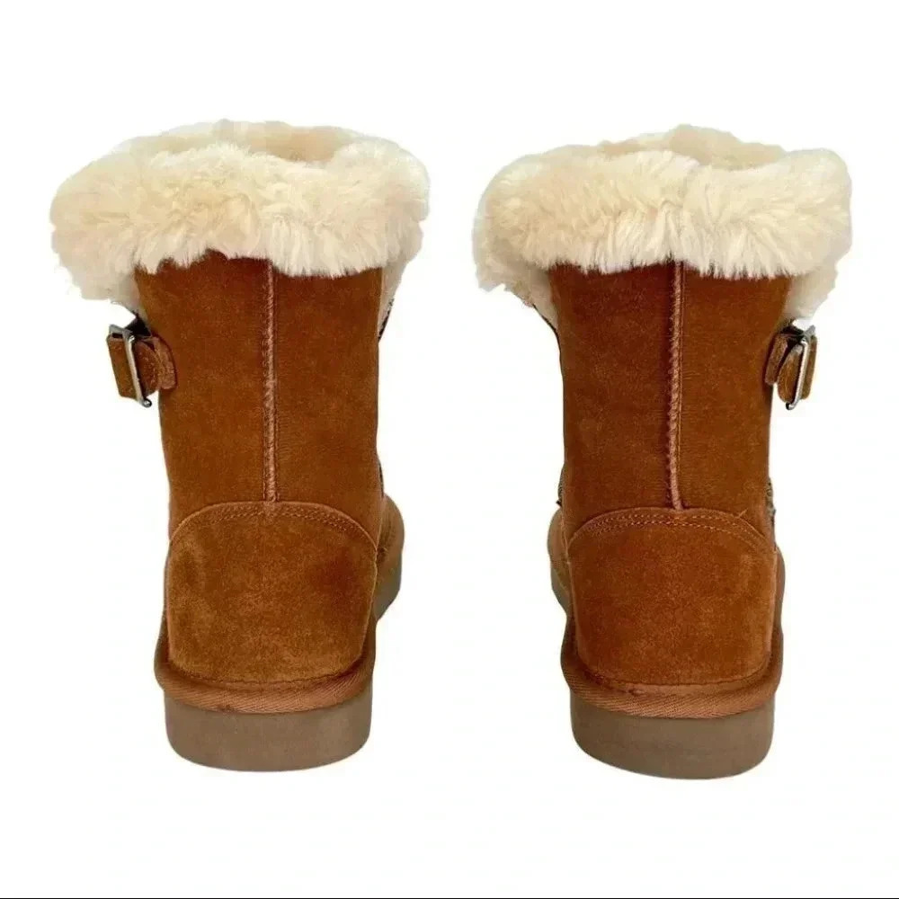 Style & Co Tiny2 Tan Suede Leather Faux Fur Womens Ankle Boots Size 6M - Picture 6 of 13